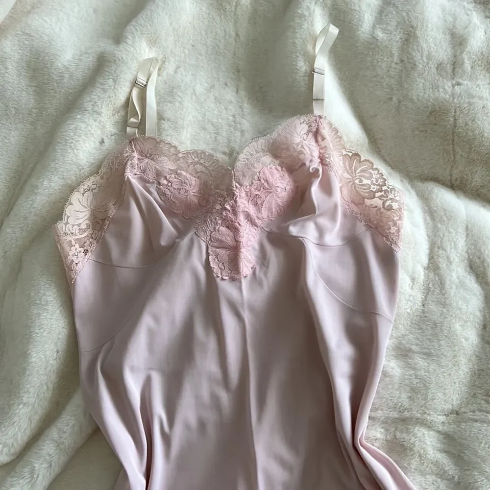 Vintage retro soft pink slip M - Picture 3 of 6